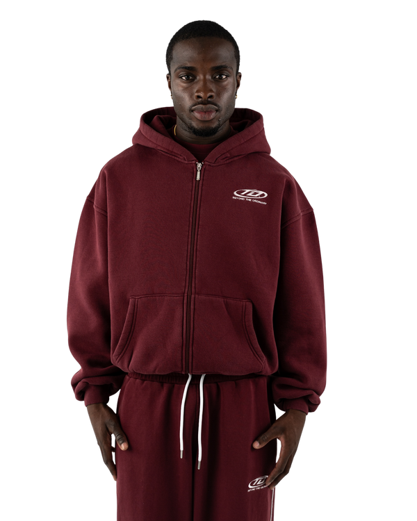 Oversized Zip-Jacke Bordeaux