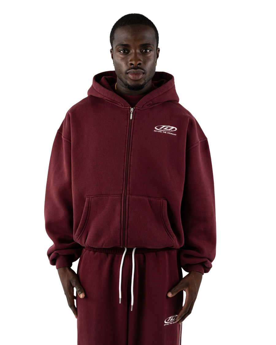 Oversized Zip-Jacke Bordeaux