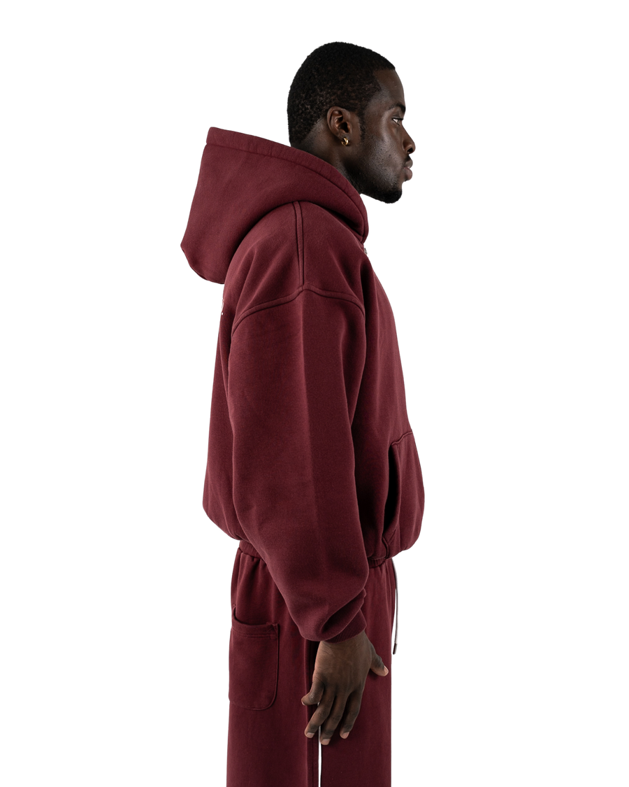 Oversized Zip-Jacke Bordeaux
