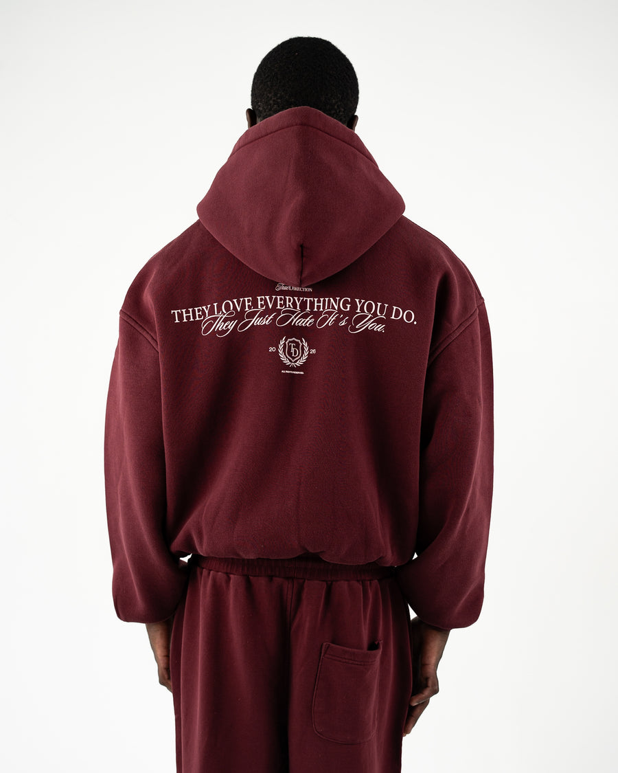 Oversized Zip-Jacke Bordeaux