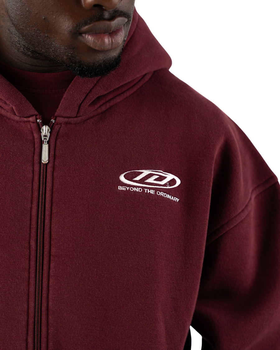 Oversized Zip-Jacke Bordeaux
