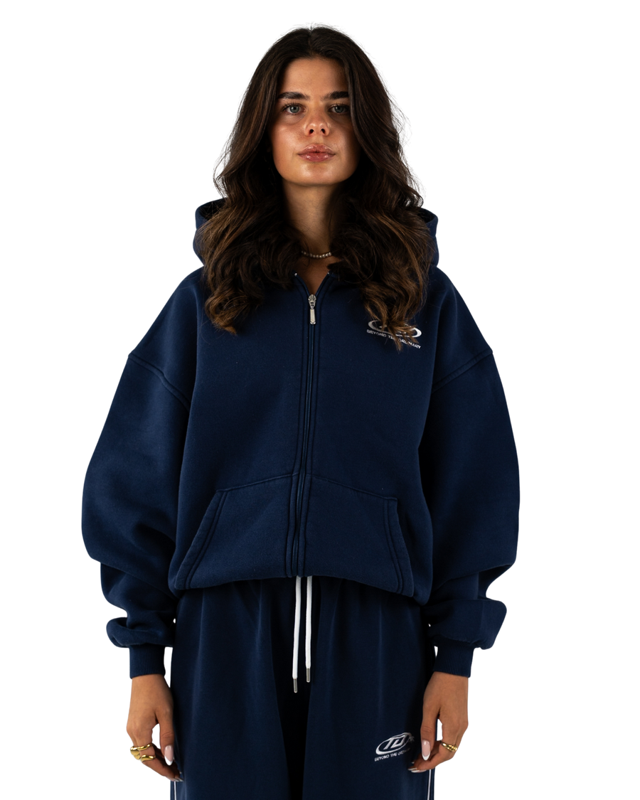 Oversized Zip-Jacke Navy Blue