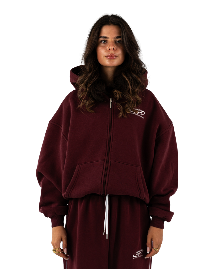 Oversized Zip-Jacke Bordeaux