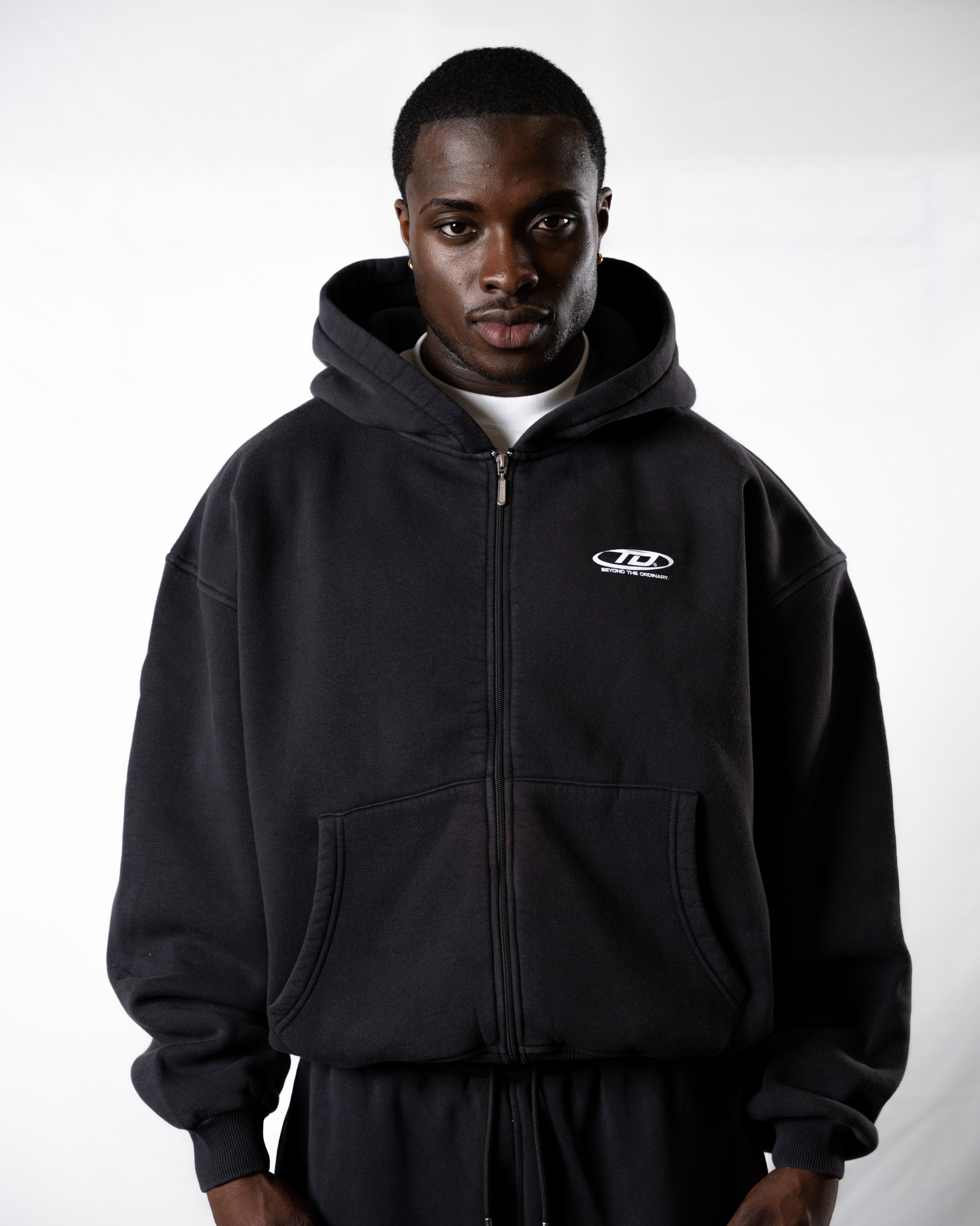 Oversized Zip-Jacke Washed Black